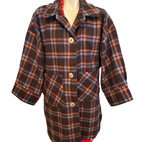 Vintage Bally 85% Wool Plaid Coat Made in Italy Size 42 Chalet Chic - Picture 2 of 14